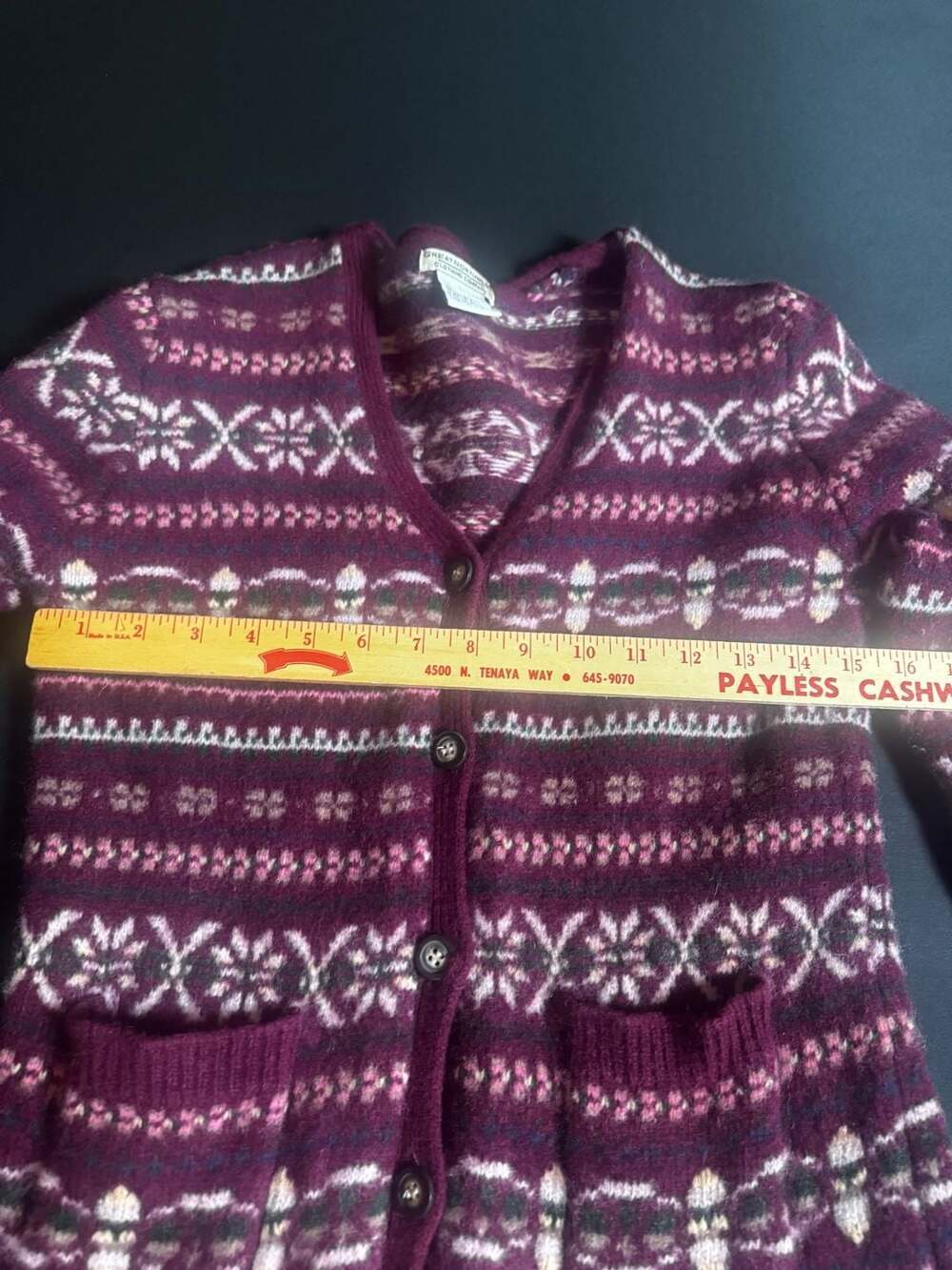 Great Northwest Lambswool Fair Isle Cardigan Sweater Size L - Picture 3 of 5